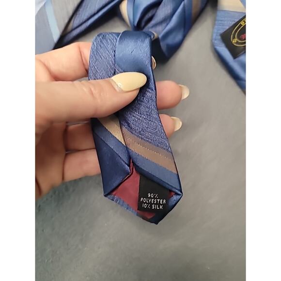 VTG Michael Reed Collection Lot of 2 Silk Blend Neckties Blue Striped GUC - Picture 5 of 5